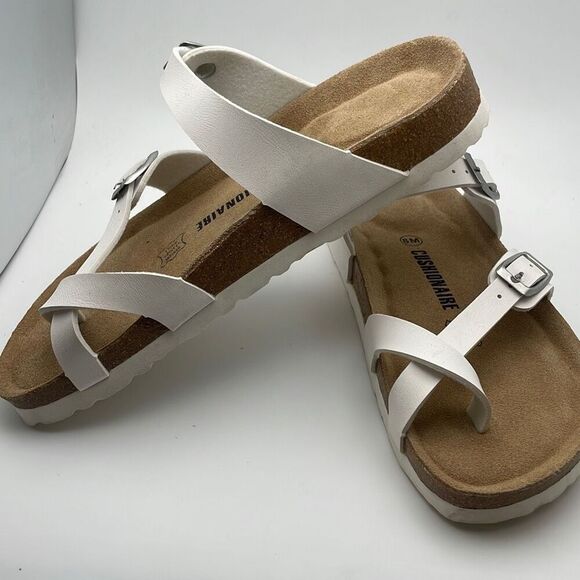 CUSHIONAIRE Women's Cork Footbed Sandal SIZE 8 WHITE - Picture 5 of 8